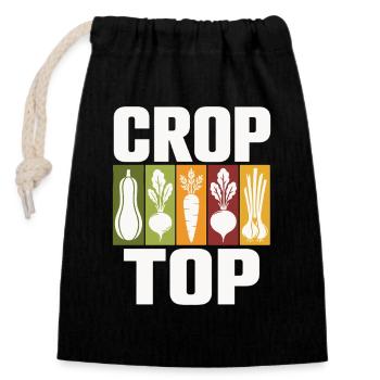 Vegetable Icons Crop Top Design - Closable cotton gift bag (14x20cm) - black - Front