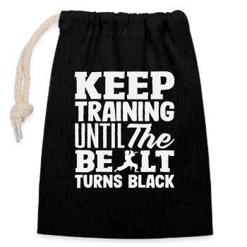 Train until the belt turns black Karate - Closable cotton gift bag (14x20cm) - black - Front