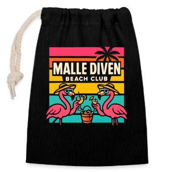 Malle Diven Beach Club Flamingo Mallorca Party - Sac cadeau en coton avec cordon (14 x 20 cm) - noir - Devant