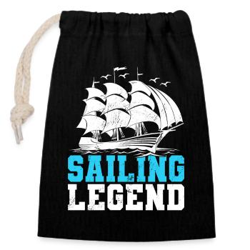 Sailing Legend Sailor Sail Captain - Verschließbarer Geschenkbeutel aus Baumwolle (14x20cm) - Schwarz - Vorne