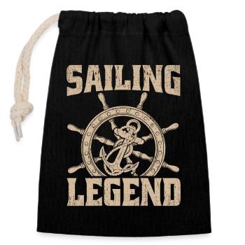 Sailing Legend Captain Sail Sailor - Verschließbarer Geschenkbeutel aus Baumwolle (14x20cm) - Schwarz - Vorne