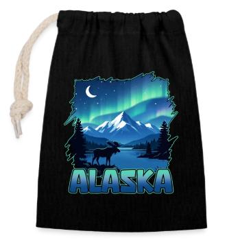 Alaska Lights Aurora Borealis Viewing Alaskan - Closable cotton gift bag (14x20cm) - black - Front