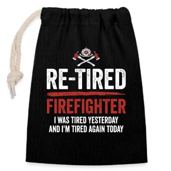 Re-Tired Sarcastic Firefighter Retired - Closable cotton gift bag (14x20cm) - black - Front