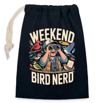 Weekend Bird Nerd Bird Watcher - Closable cotton gift bag (14x20cm) - navy - Front