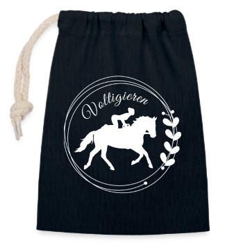 Voltigieren Bank: Volti Pferdesport Pflichtübung - Verschließbarer Geschenkbeutel aus Baumwolle (14x20cm) - Navy - Vorne