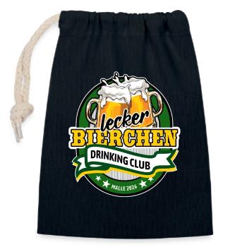 Malle 2026 - Lecker Bierchen Drinking Club - Verschließbarer Geschenkbeutel aus Baumwolle (14x20cm) - Navy - Vorne