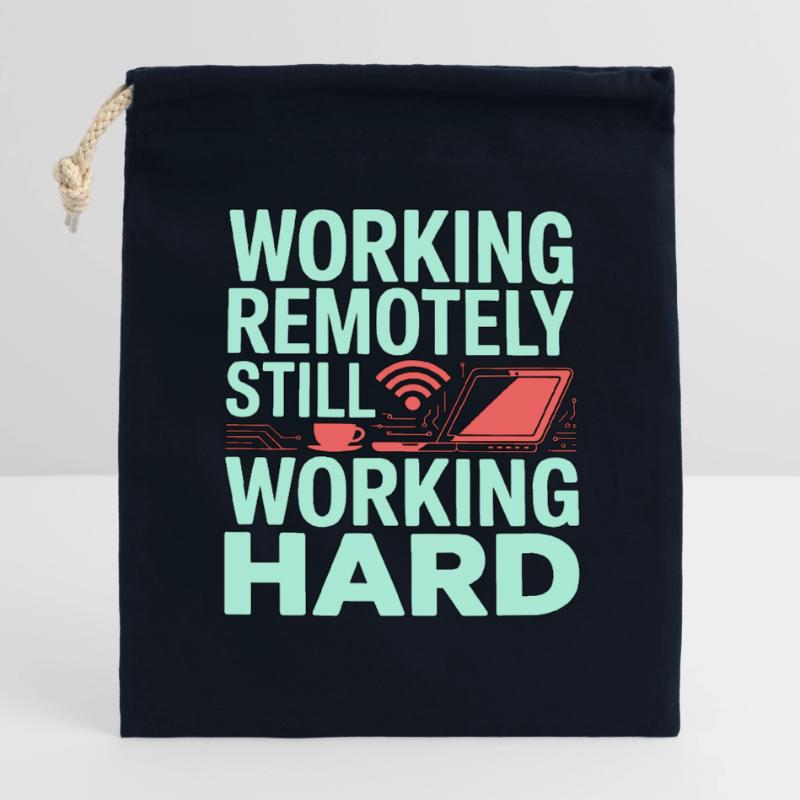 Remote Developer Working Remotely Web Programmer Closable cotton gift bag (14x20cm)