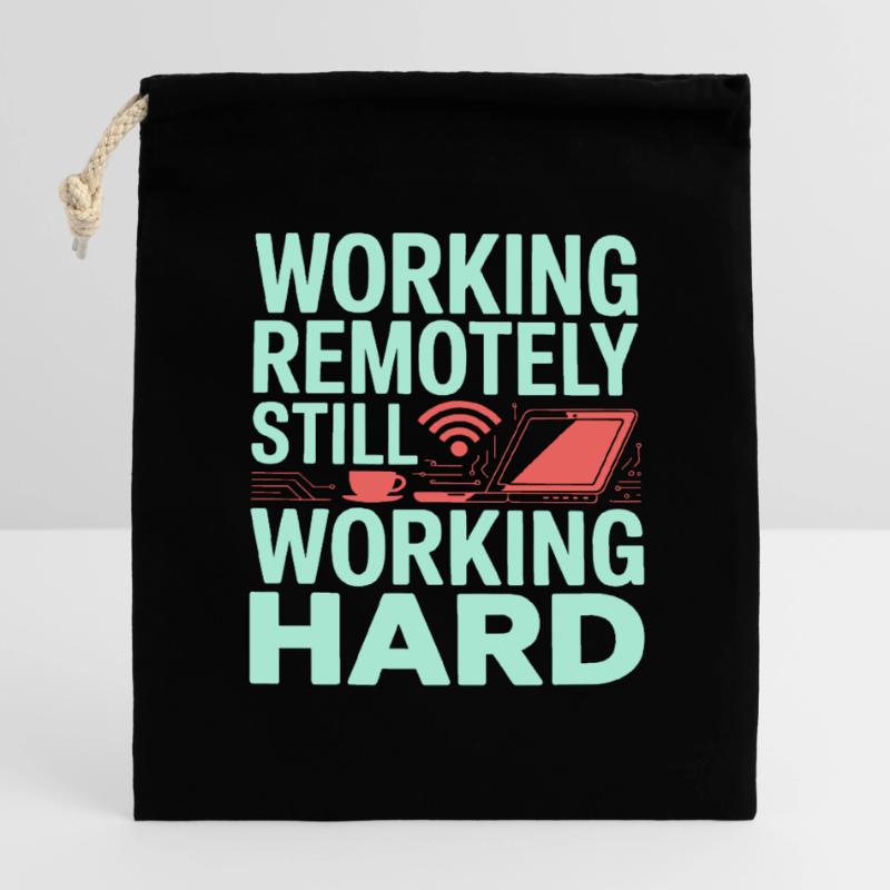 Remote Developer Working Remotely Web Programmer Closable cotton gift bag (14x20cm)