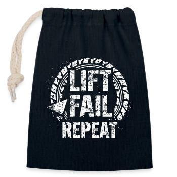 Lift. Fail. Repeat. Weightlifting Motivation Shirt - Closable cotton gift bag (14x20cm) - navy - Front