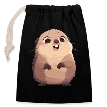 Marmots Groundhog - Closable cotton gift bag (14x20cm) - black - Front