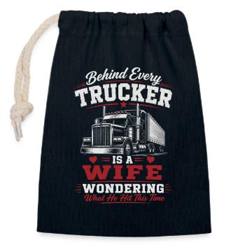 Femme Chauffeur de camion Chauffeur de camion Humour de camionneur - Sac cadeau en coton avec cordon (14 x 20 cm) - bleu marine - Devant