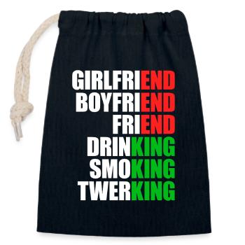 Ex Girlfriend King JGA Herren Single Party Malle - Verschließbarer Geschenkbeutel aus Baumwolle (14x20cm) - Navy - Vorne