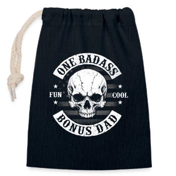 One Badass Bonus Dad Stepdad Father - Closable cotton gift bag (14x20cm) - navy - Front
