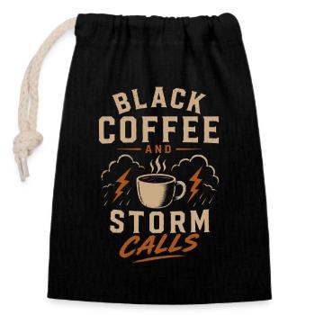 Lineman Strom Schwarzer Kaffee Und Sturm - Verschließbarer Geschenkbeutel aus Baumwolle (14x20cm) - Schwarz - Vorne