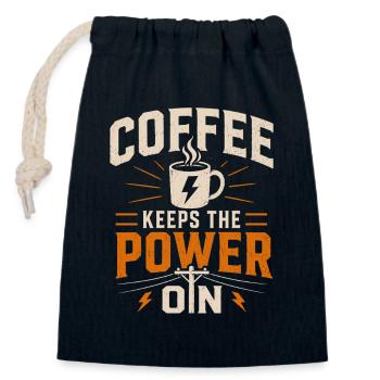 Coffee keeps the power supply going - Closable cotton gift bag (14x20cm) - navy - Front