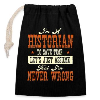 Historien : Histoire Jamais Drôle - Sac cadeau en coton avec cordon (14 x 20 cm) - noir - Devant