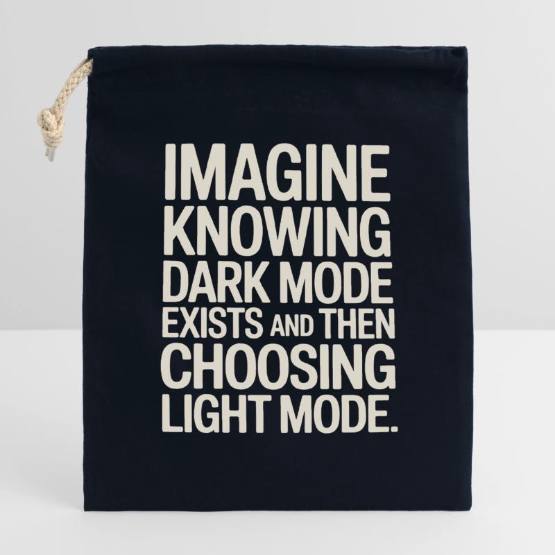 Le mode sombre existe Programmeur IT Nerd Coder Office Sac cadeau en coton avec cordon (14 x 20 cm)