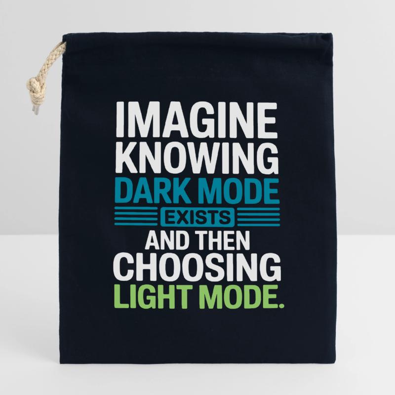 Le mode sombre existe Programmeur IT Nerd Coder Office Sac cadeau en coton avec cordon (14 x 20 cm)
