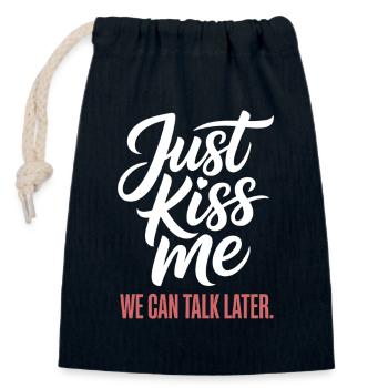 Just Kiss Me Talk Later Küss Mich JGA Single Party - Verschließbarer Geschenkbeutel aus Baumwolle (14x20cm) - Navy - Vorne