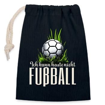 WM — Fußball ruft laut nicht ansprechen - Verschließbarer Geschenkbeutel aus Baumwolle (14x20cm) - Navy - Vorne