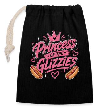 Fan de grill de hot-dogs au pain à la saucisse - Sac cadeau en coton avec cordon (14 x 20 cm) - noir - Devant