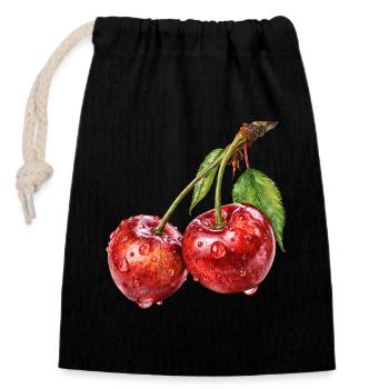 cherry - Closable cotton gift bag (14x20cm) - black - Front