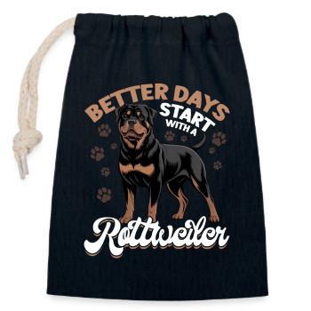 Rottweiler Rottweiler Rottie Race de chien - Sac cadeau en coton avec cordon (14 x 20 cm) - bleu marine - Devant
