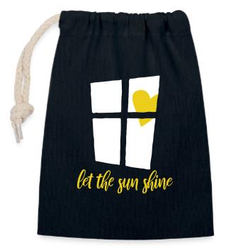 Fenster mit Herz Sonne - Let the sun shine - Verschließbarer Geschenkbeutel aus Baumwolle (14x20cm) - Navy - Vorne