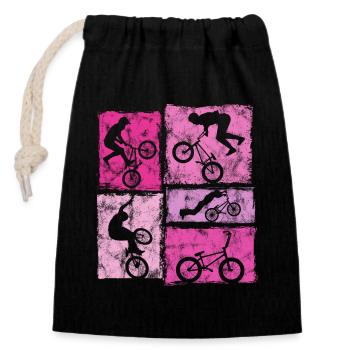 BMX Bike Stunts Im Retro-Stil Für Frauen Mädchen - Verschließbarer Geschenkbeutel aus Baumwolle (14x20cm) - Schwarz - Vorne