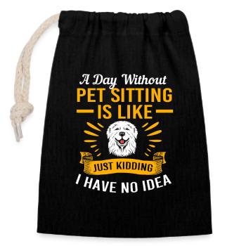 Pet Sitter Pets Babysitter - Closable cotton gift bag (14x20cm) - black - Front