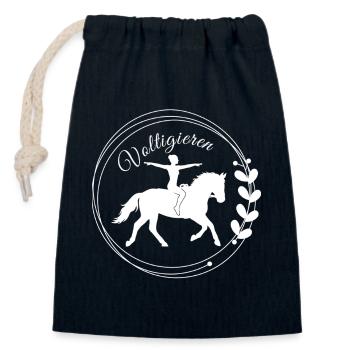 Voltigieren Grundsitz – Geschenk für Voltigierer - Verschließbarer Geschenkbeutel aus Baumwolle (14x20cm) - Navy - Vorne