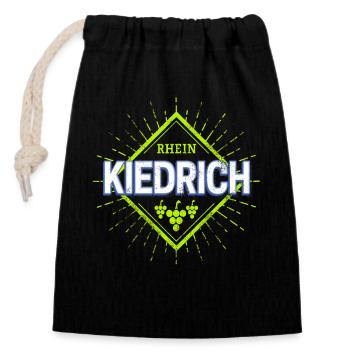 Kiedrich am Rhein Retro Reben Deutschland Souvenir - Verschließbarer Geschenkbeutel aus Baumwolle (14x20cm) - Schwarz - Vorne