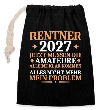 Rentner 2027 Lustiger Abschied Kollege - Verschließbarer Geschenkbeutel aus Baumwolle (14x20cm) - Schwarz - Vorne