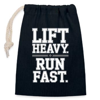 Entraînement Lourd Course Rapide Salle de sport Entraînement Fitness - Sac cadeau en coton avec cordon (14 x 20 cm) - bleu marine - Devant