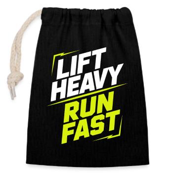 Lift Heavy Run Fast Gym Weight Training Workout Fitness - Closable cotton gift bag (14x20cm) - black - Front