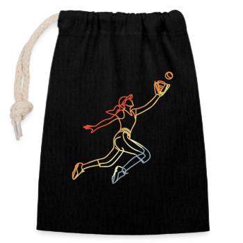 Sketch de joueuse de baseball - Sac cadeau en coton avec cordon (14 x 20 cm) - noir - Devant