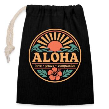 Aloha Peace Compassion - Closable cotton gift bag (14x20cm) - black - Front