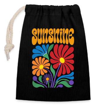 Sunshine Flowers 70s Retro - Closable cotton gift bag (14x20cm) - black - Front