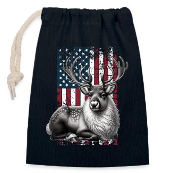 Reindeer US Rentier - Verschließbarer Geschenkbeutel aus Baumwolle (14x20cm) - Navy - Vorne