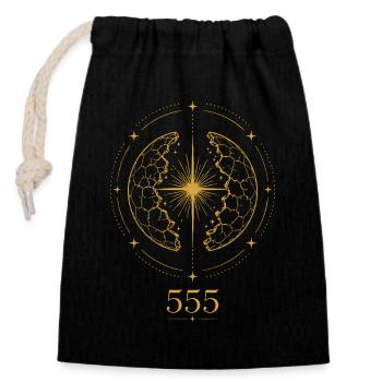 555 Cosmic Shift - Closable cotton gift bag (14x20cm) - black - Front
