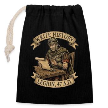 Write History Roman Legion 47 AD Ancient Rome - Closable cotton gift bag (14x20cm) - black - Front