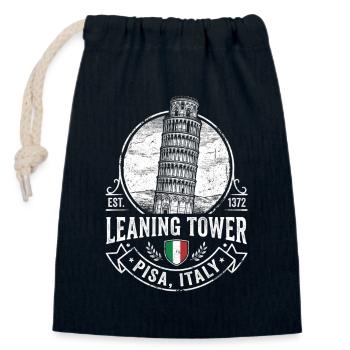 Pisa Turm Silhouette Vintage Schiefe Turm Reise - Verschließbarer Geschenkbeutel aus Baumwolle (14x20cm) - Navy - Vorne