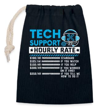 Tech Support Hourly Rate Meme Gift Sarcasm - Closable cotton gift bag (14x20cm) - navy - Front