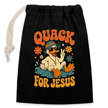 Quack for Jesus colorful sea duck - Closable cotton gift bag (14x20cm) - black - Front