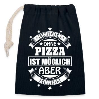 Ein Leben ohne Pizza – Genuss pur für echte Fans - Verschließbarer Geschenkbeutel aus Baumwolle (14x20cm) - Navy - Vorne
