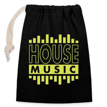House Music - Closable cotton gift bag (14x20cm) - black - Front
