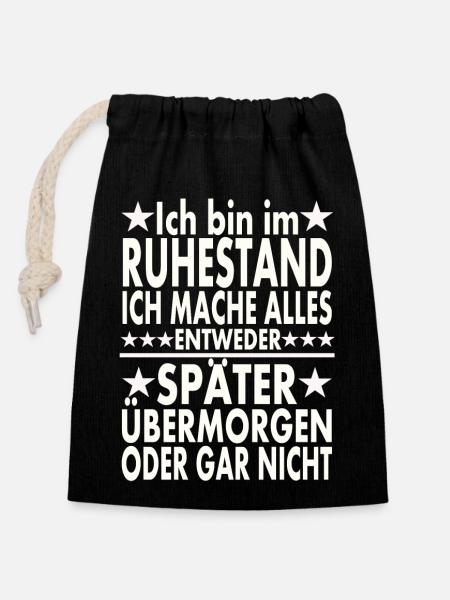 Ruhestand - Verschließbarer Geschenkbeutel aus Baumwolle (14x20cm) - Schwarz