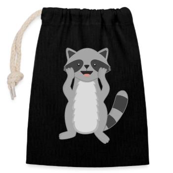 Ratons laveurs - Sac cadeau en coton avec cordon (14 x 20 cm) - noir - Devant