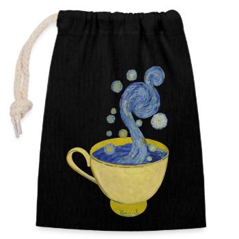 Starry Coffee, Starry Night - Vincent - Closable cotton gift bag (14x20cm) - black - Front