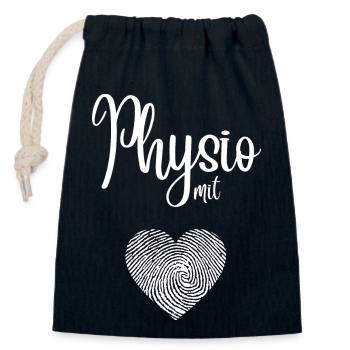 Physio avec cœur - Conception pour les physiothérapeutes - Sac cadeau en coton avec cordon (14 x 20 cm) - bleu marine - Devant